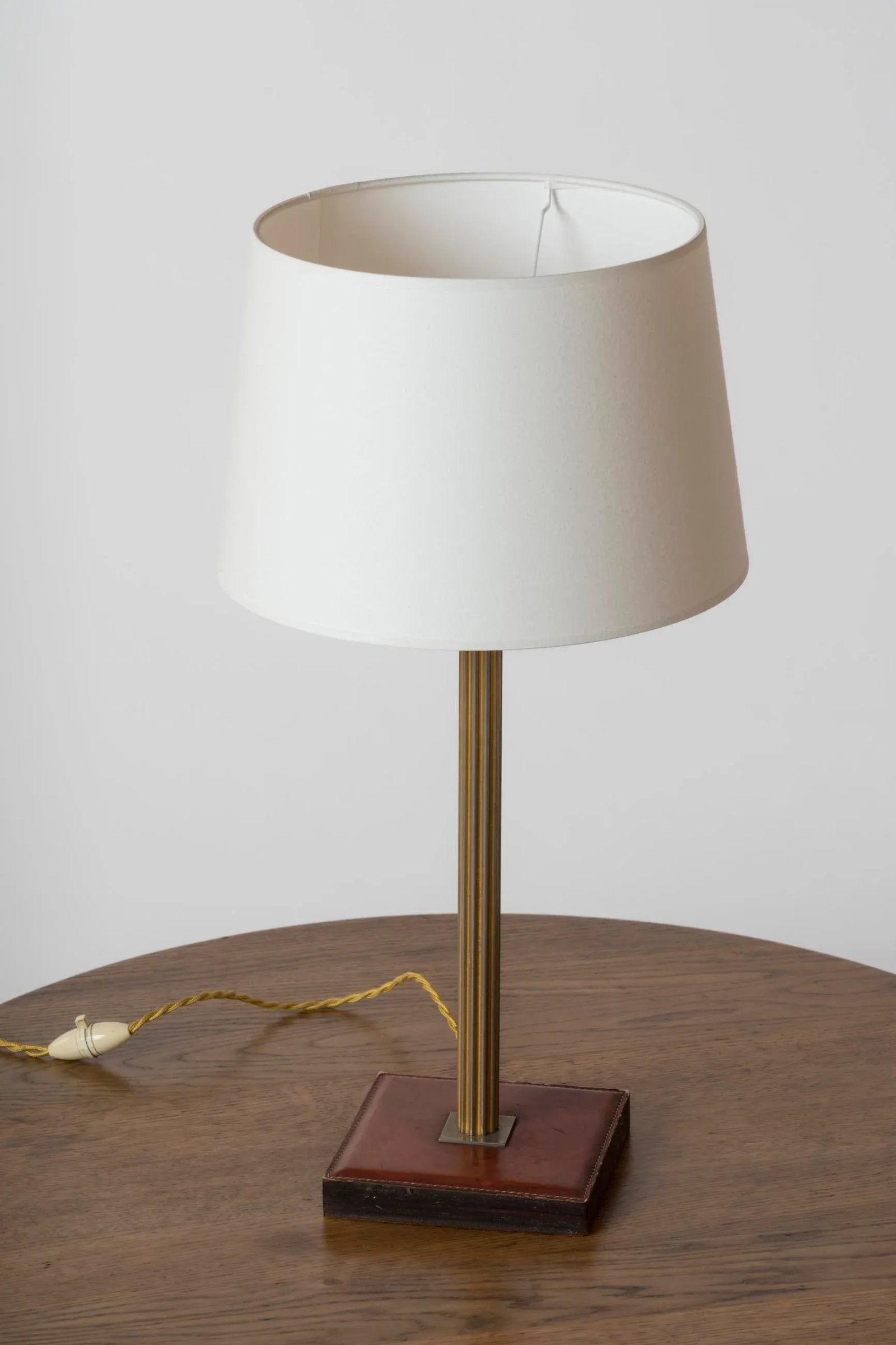 Brass and Leather Table Lamp by Delvaux, Belgium 1960s - 3