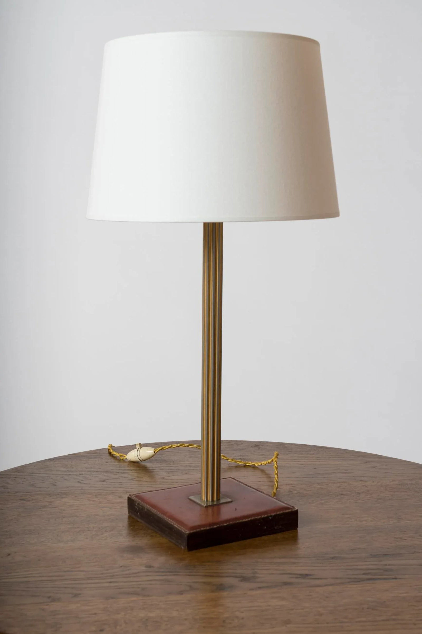Brass and Leather Table Lamp by Delvaux, Belgium 1960s - 5