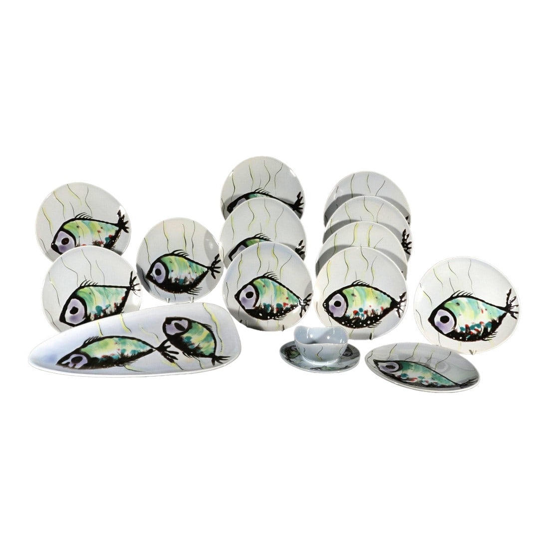 Vintage French Faience Service Decorated With Fish, Manufacture De FaÃ¯ence De Quimper (1 of 11)