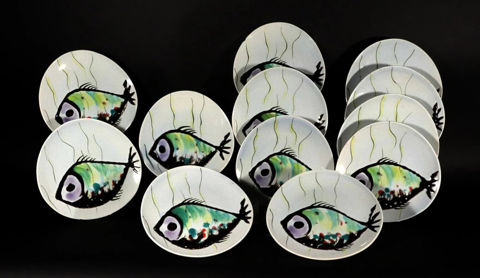 Vintage French Faience Service Decorated With Fish, Manufacture De FaÃ¯ence De Quimper - 2