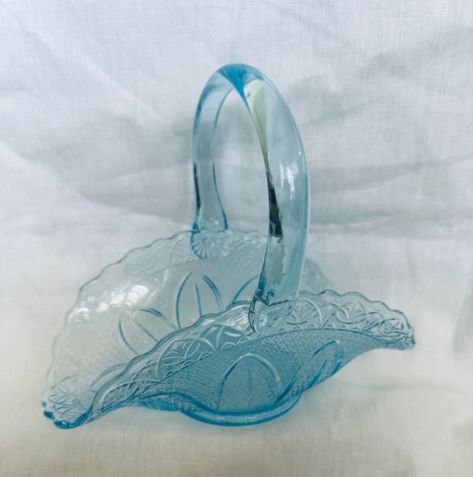 Capri by Princess House Light Blue Glass Basket/Trinket Dish - 2