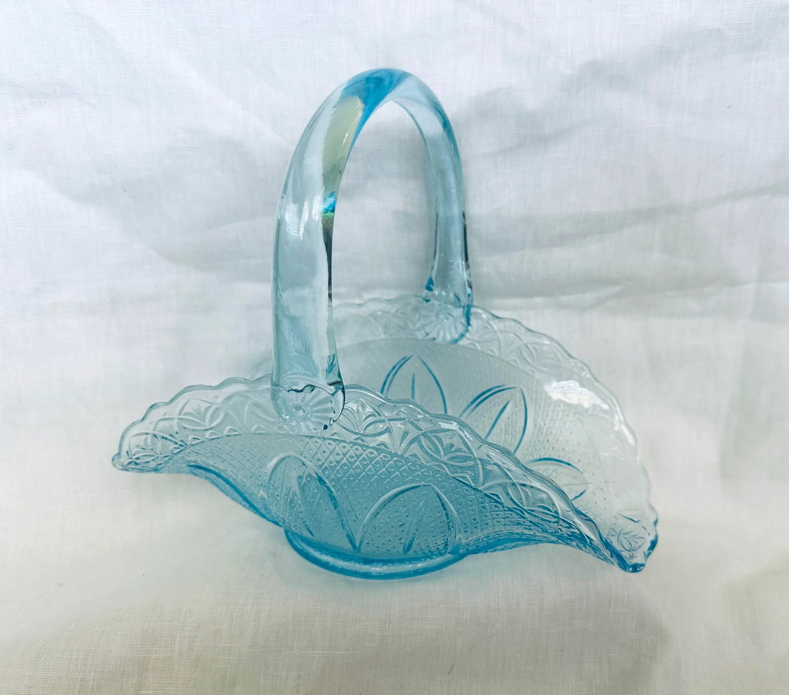 Capri by Princess House Light Blue Glass Basket/Trinket Dish - 3