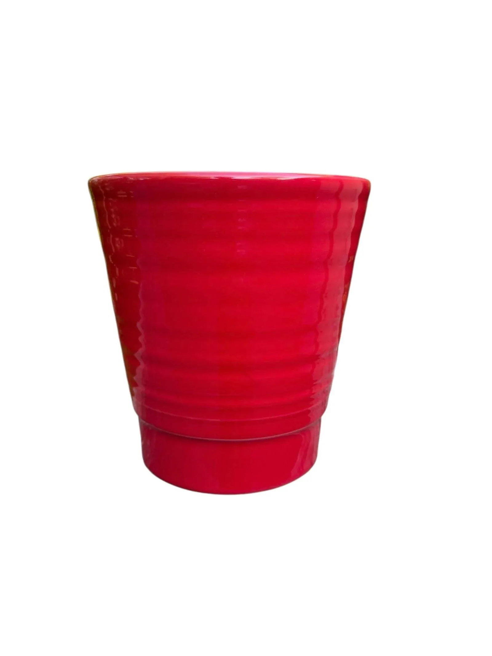 Contemporary Red Ribbed Ceramic Planter, Portugal - 6
