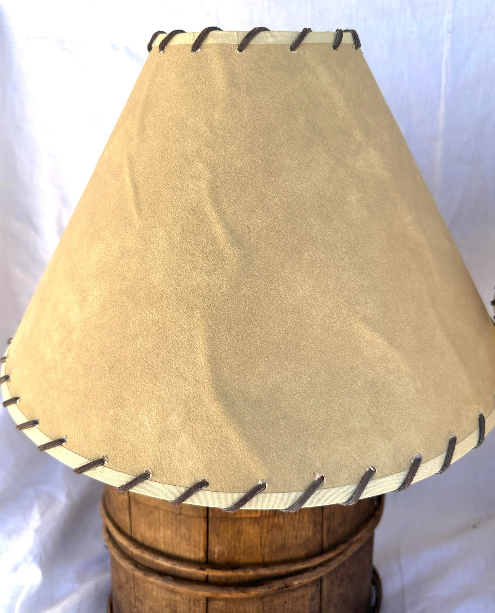 Pair of Antique Japanese Wooden Bucket Table Lamps - 10
