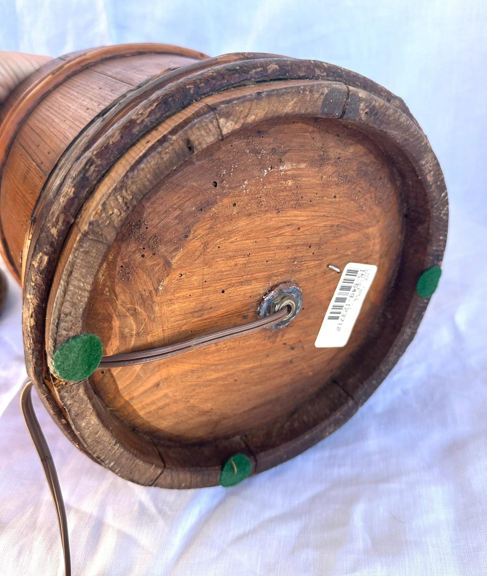 Pair of Antique Japanese Wooden Bucket Table Lamps - 12