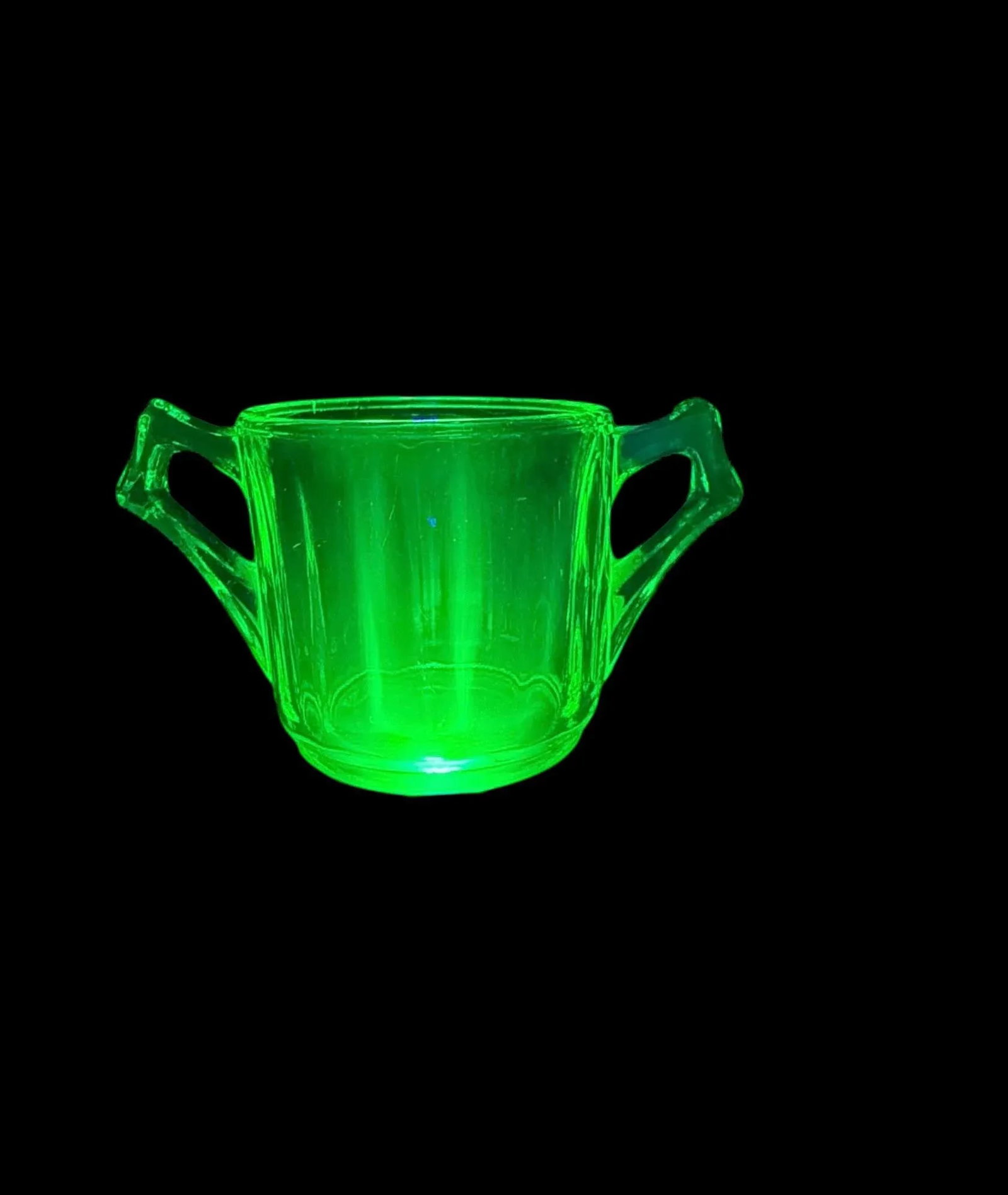 1930s Depression Era Cambridge Glass Green Uranium Sugar Bowl Art Deco - 3