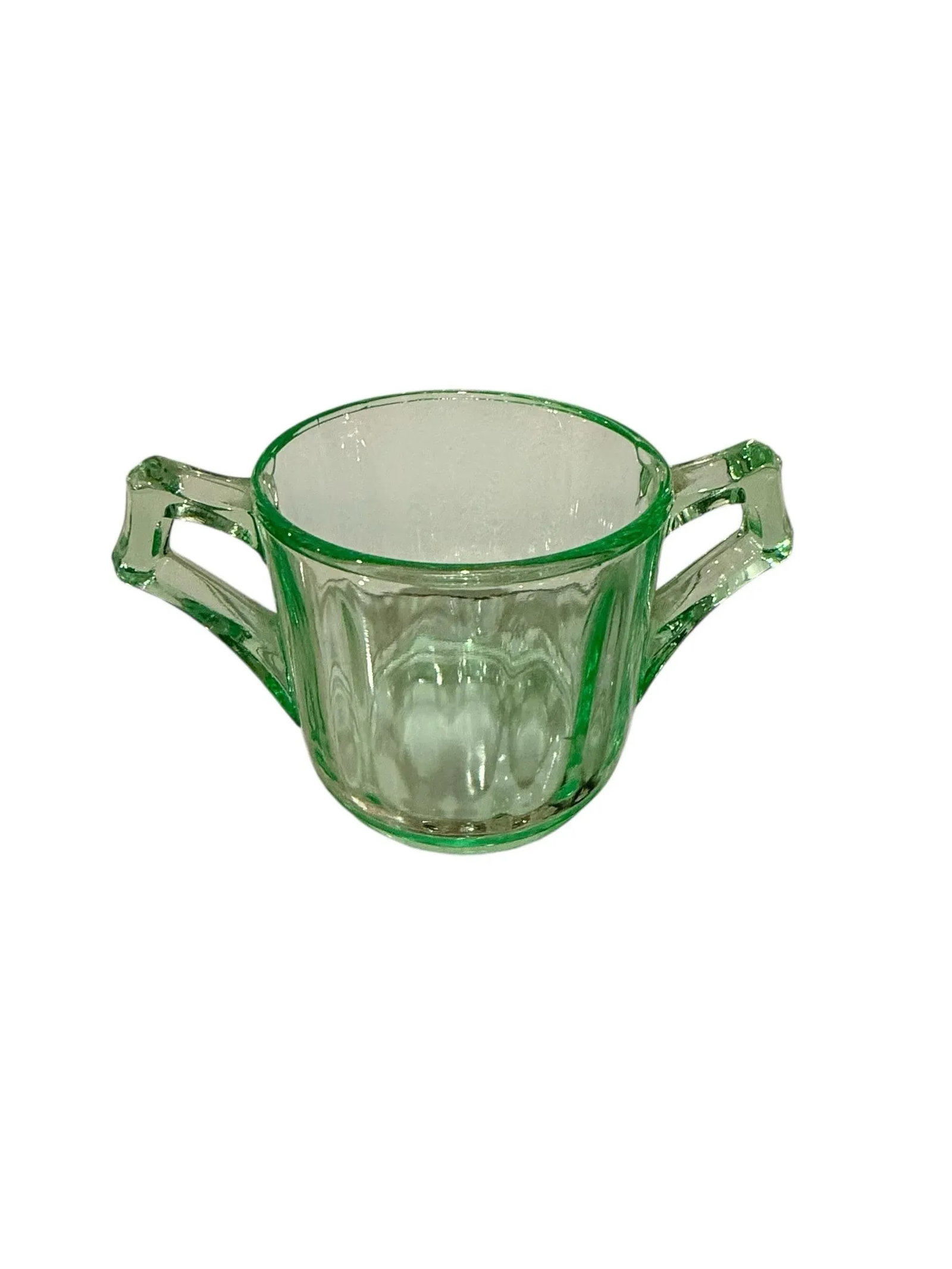 1930s Depression Era Cambridge Glass Green Uranium Sugar Bowl Art Deco - 4