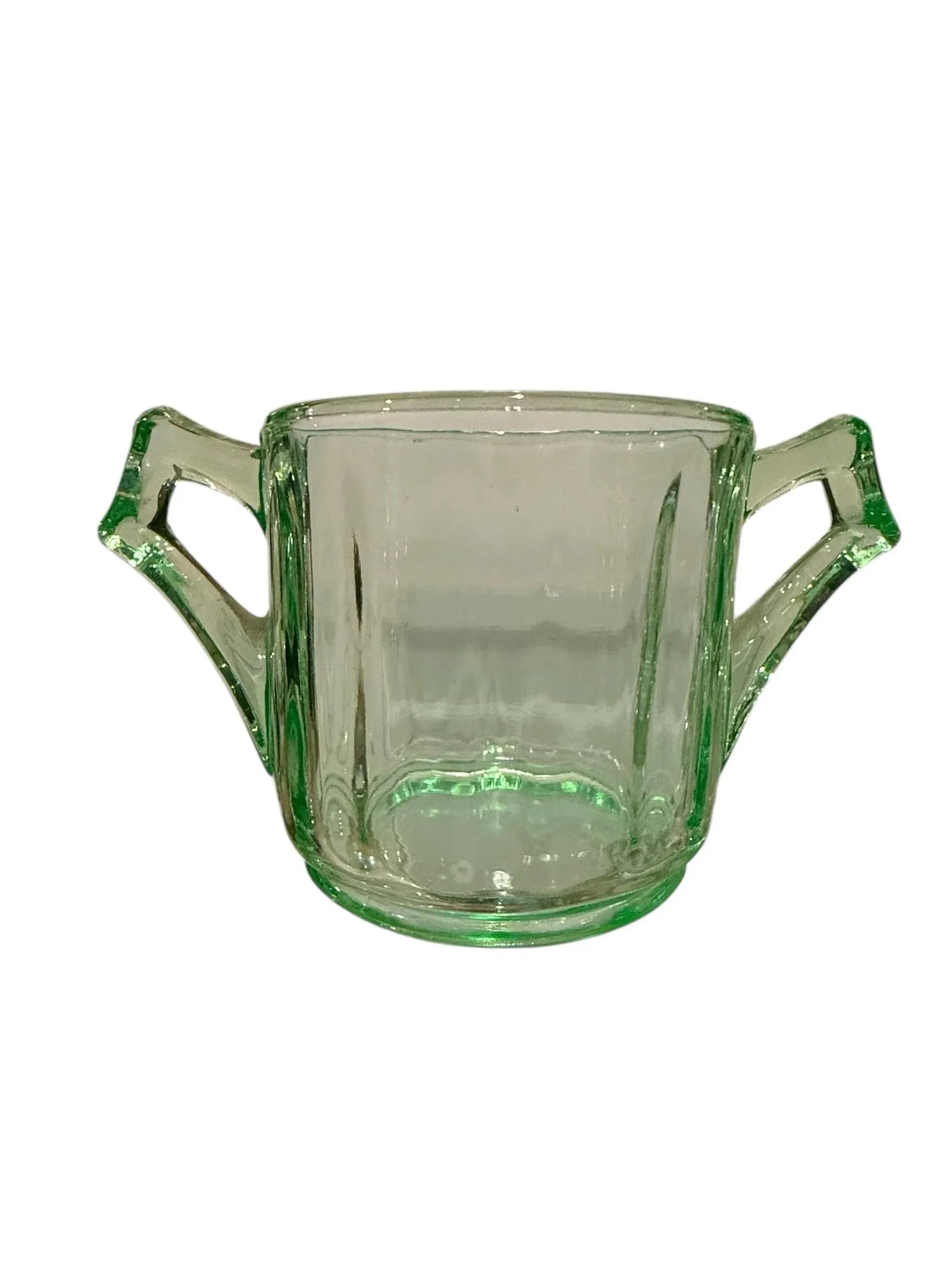 1930s Depression Era Cambridge Glass Green Uranium Sugar Bowl Art Deco - 7
