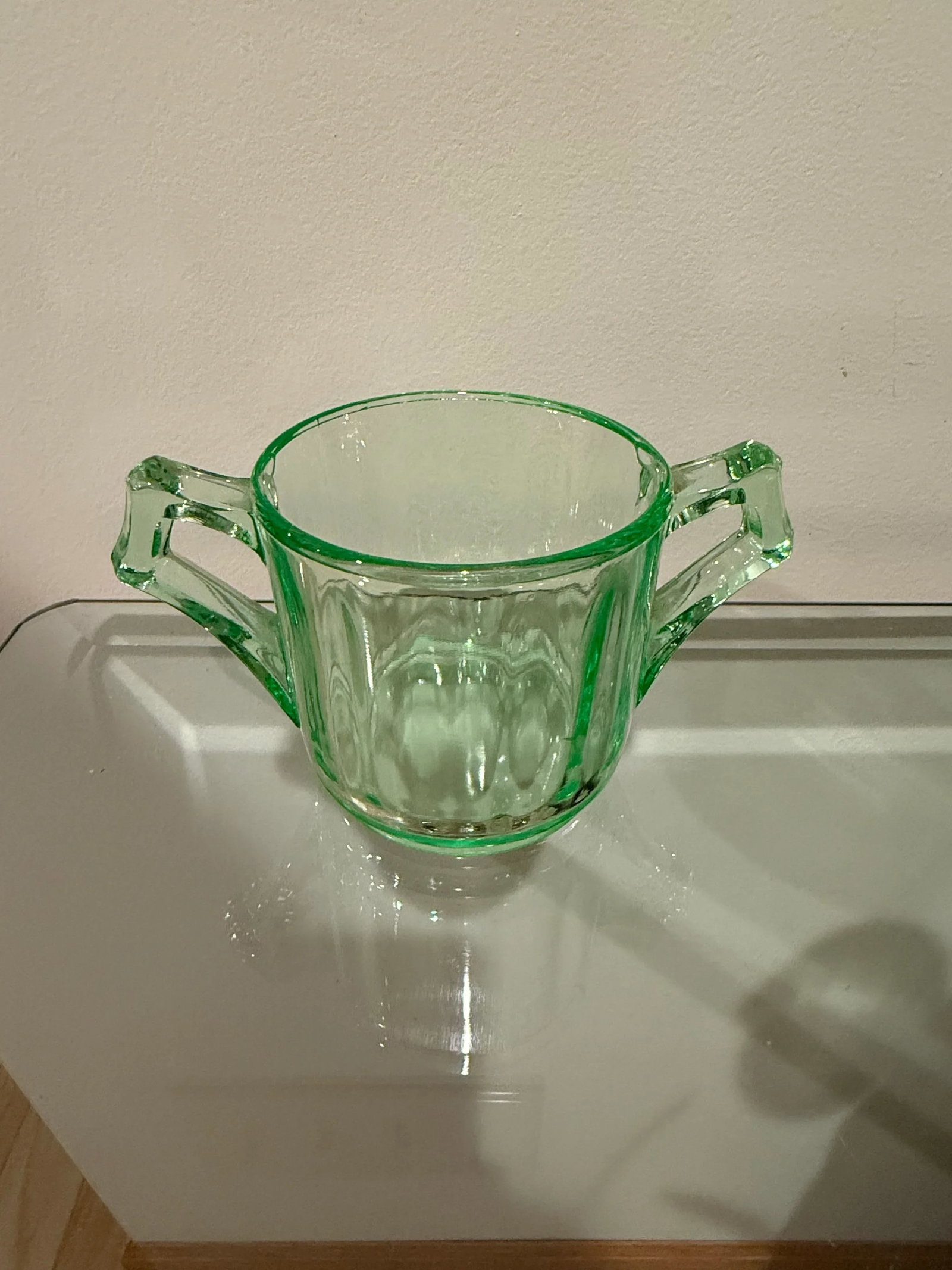 1930s Depression Era Cambridge Glass Green Uranium Sugar Bowl Art Deco - 8