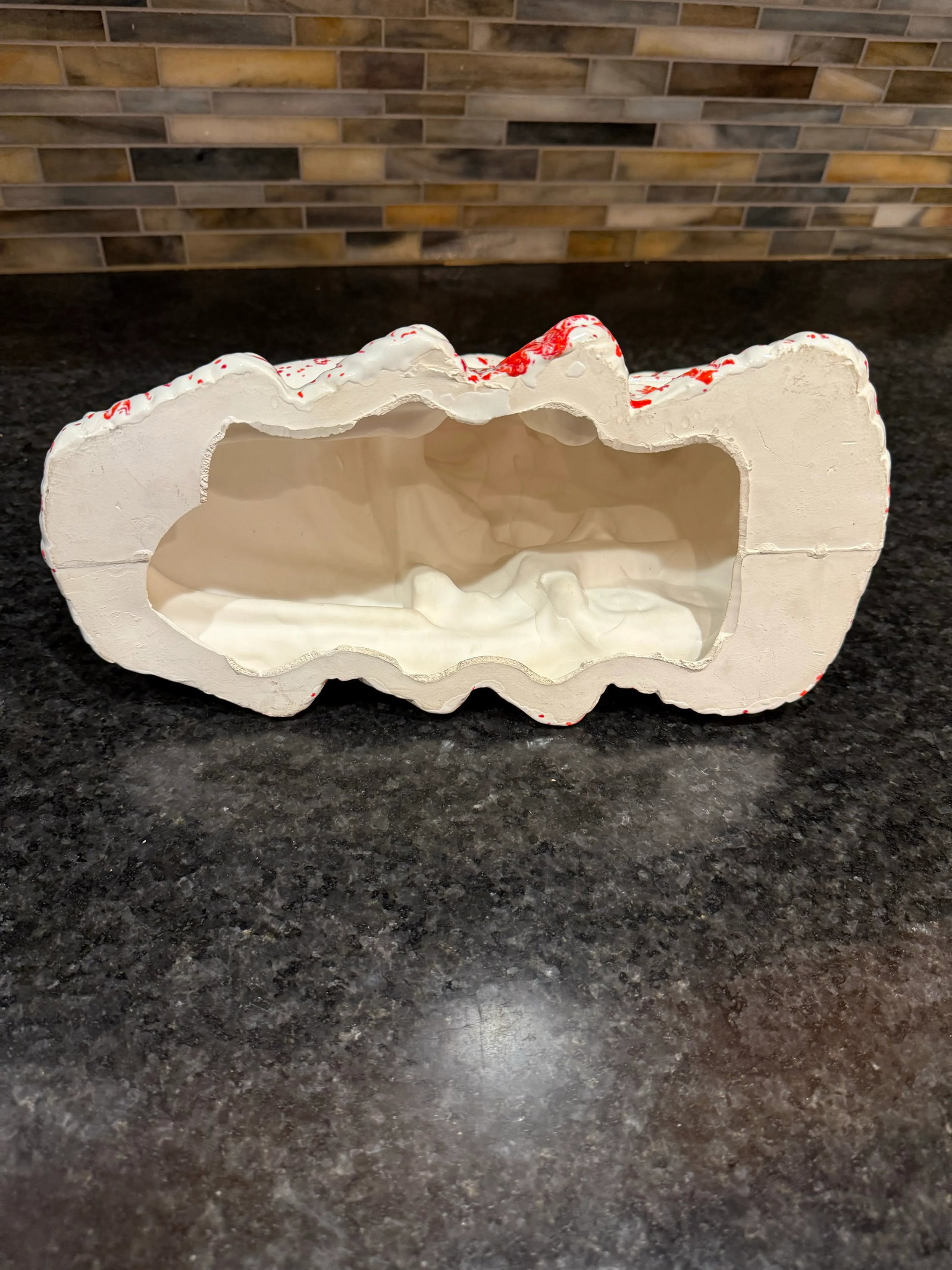 Vintage Splatterware Studio Art Ceramic Christmas Santa - 10