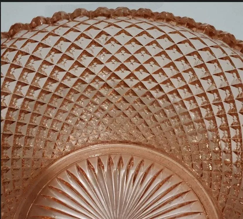 1930s Miss America Depression Glass Serving Bowl - Diamond Cut - 3