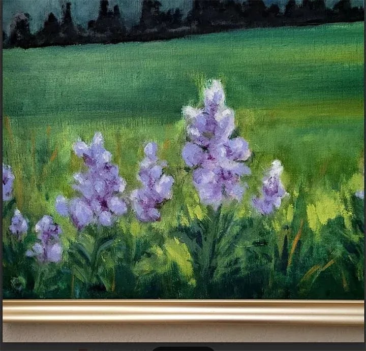 Charming Oil on Canvas Painting -Serene Springime Mountain Scene - 4