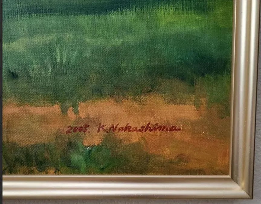 Charming Oil on Canvas Painting -Serene Springime Mountain Scene - 5