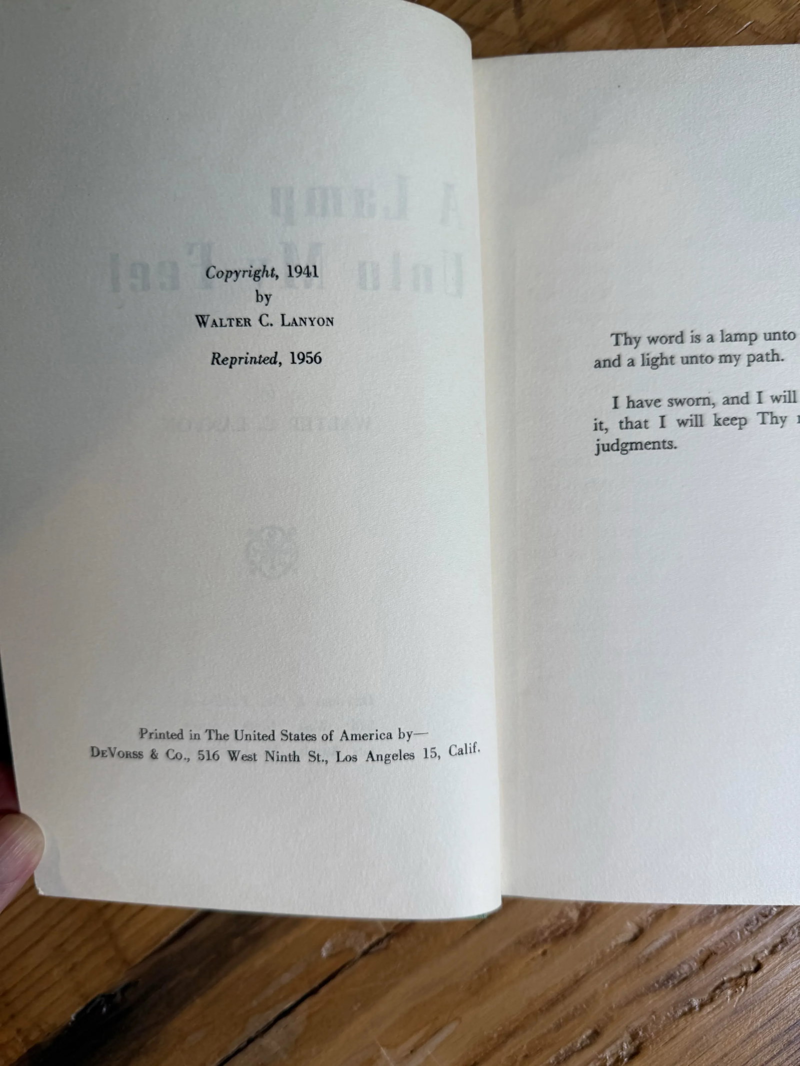 1956 Green Hardcover Book a Lamp Unto My Feet by Walter C. Lanyon - 4