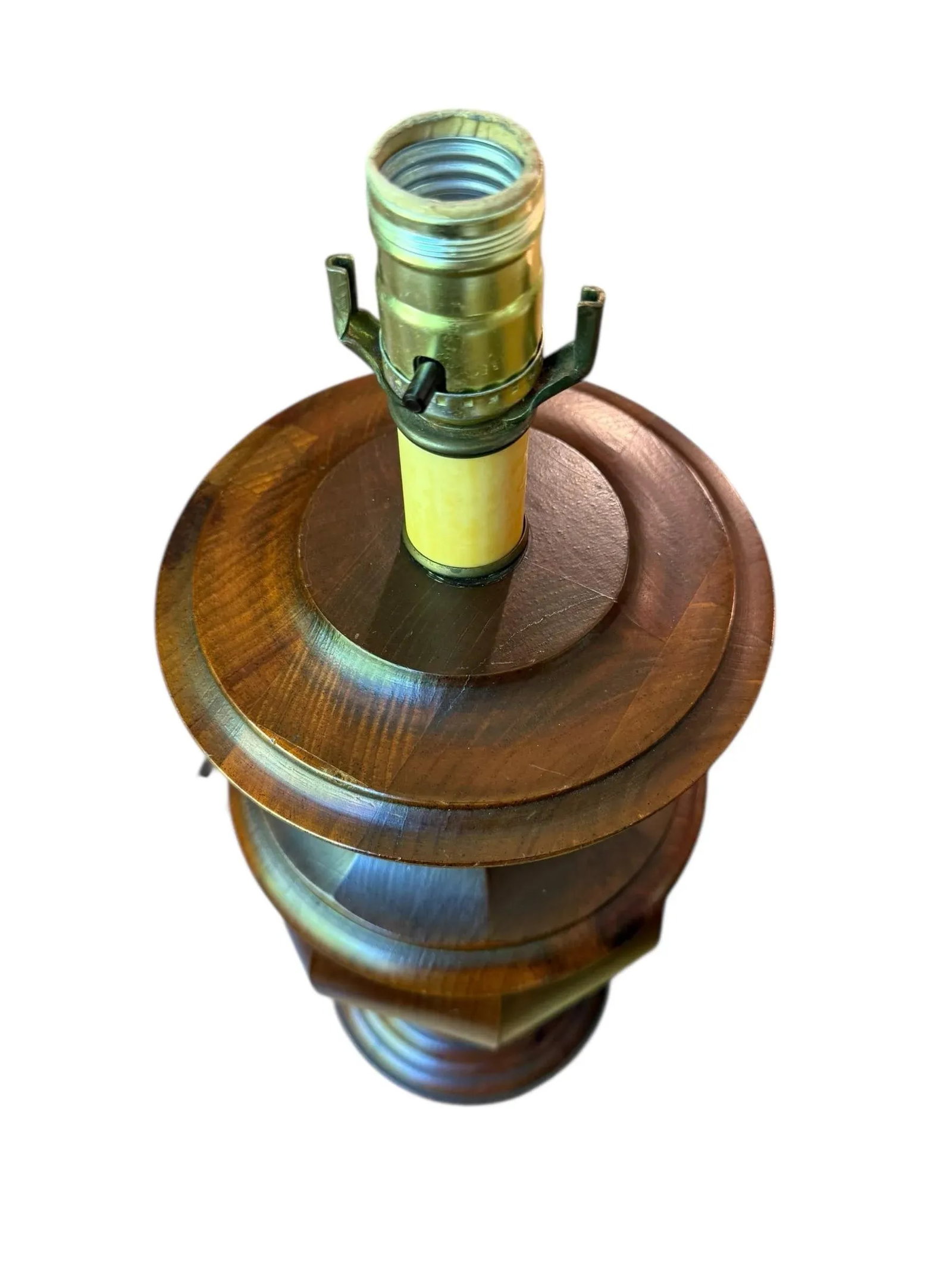 Late 20th Century Vintage Turned Wood Paneled Tall Table Lamp - 3