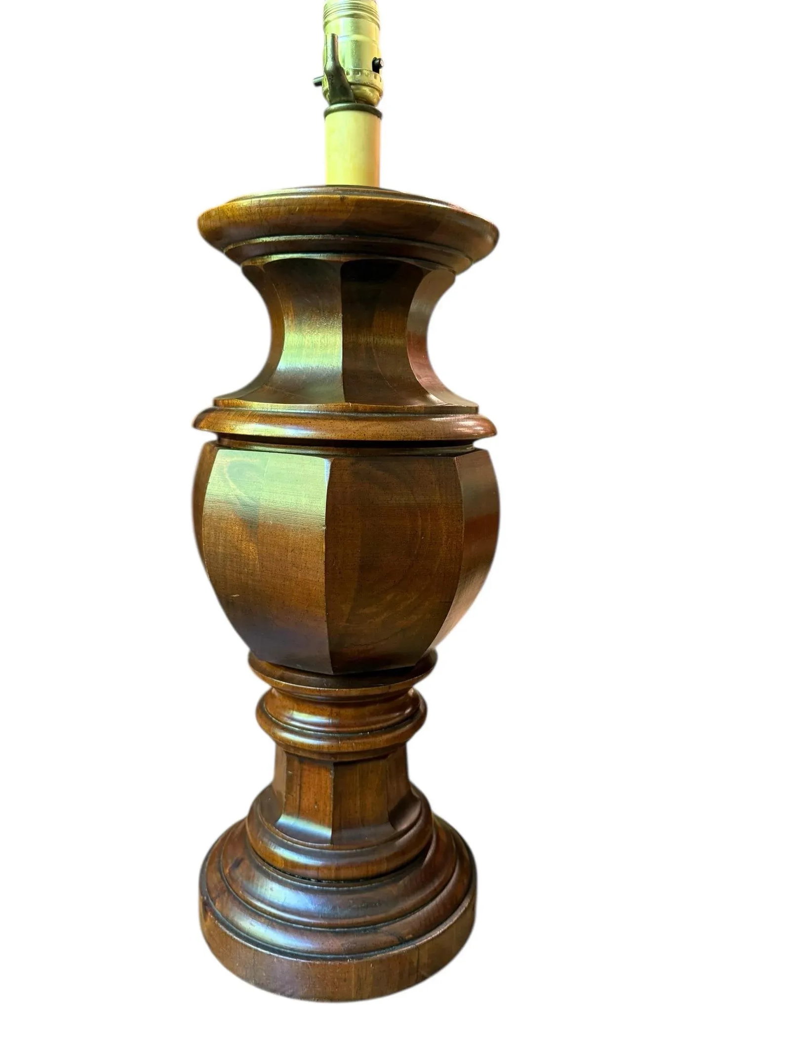 Late 20th Century Vintage Turned Wood Paneled Tall Table Lamp - 4