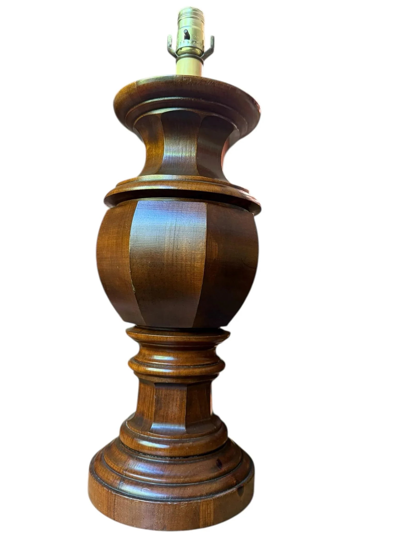 Late 20th Century Vintage Turned Wood Paneled Tall Table Lamp - 7