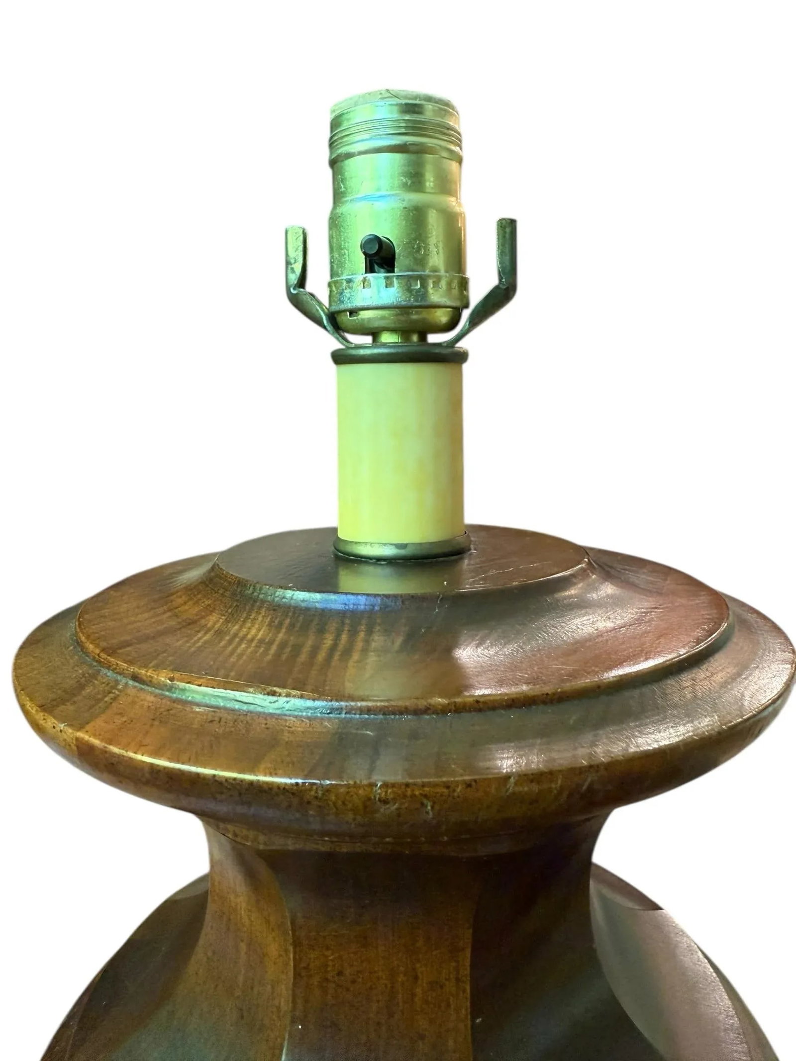 Late 20th Century Vintage Turned Wood Paneled Tall Table Lamp - 9