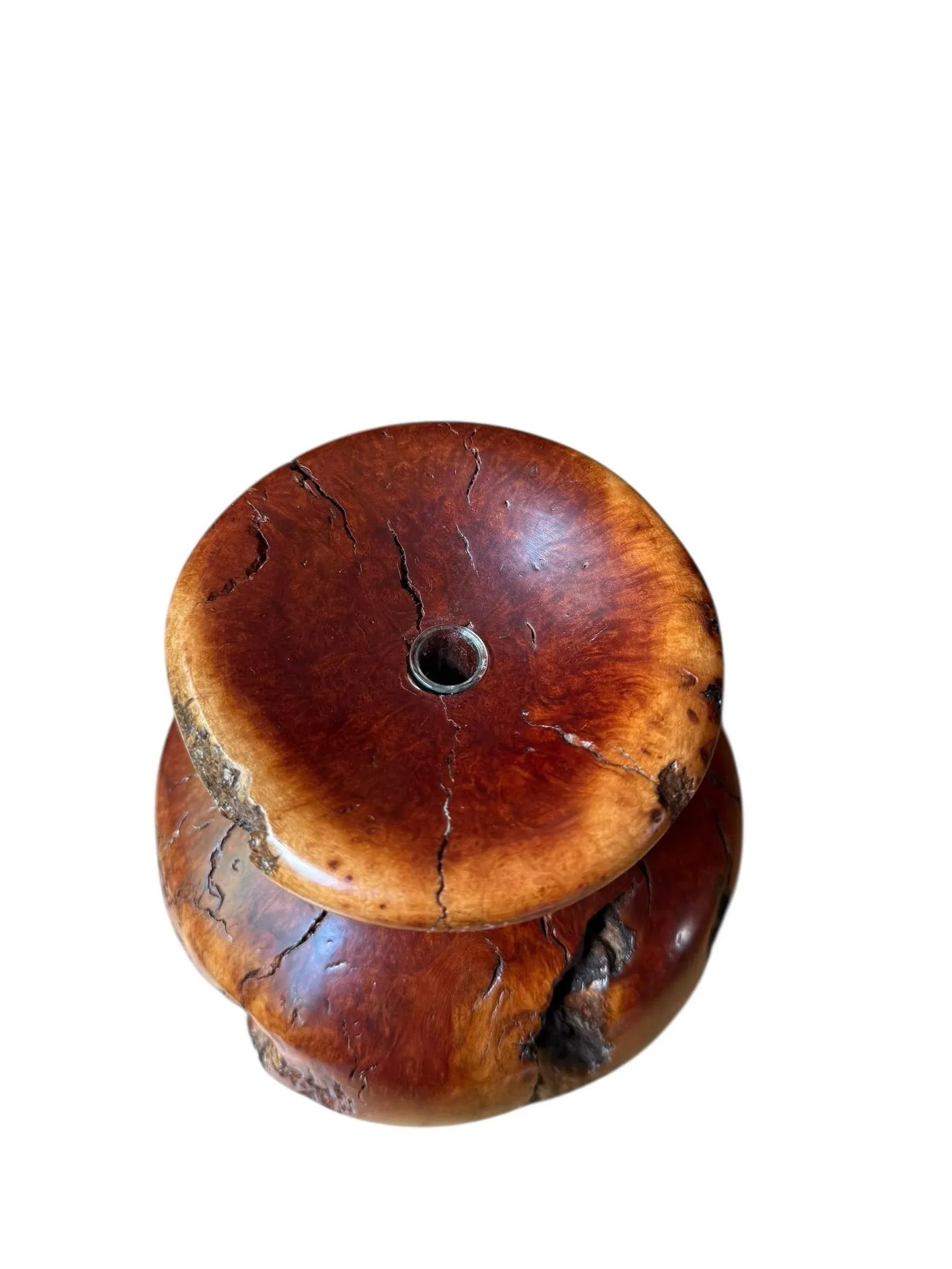 Vintage Brutalist Burlwood Hand Turned Sculpture Art Vase Decor - 8