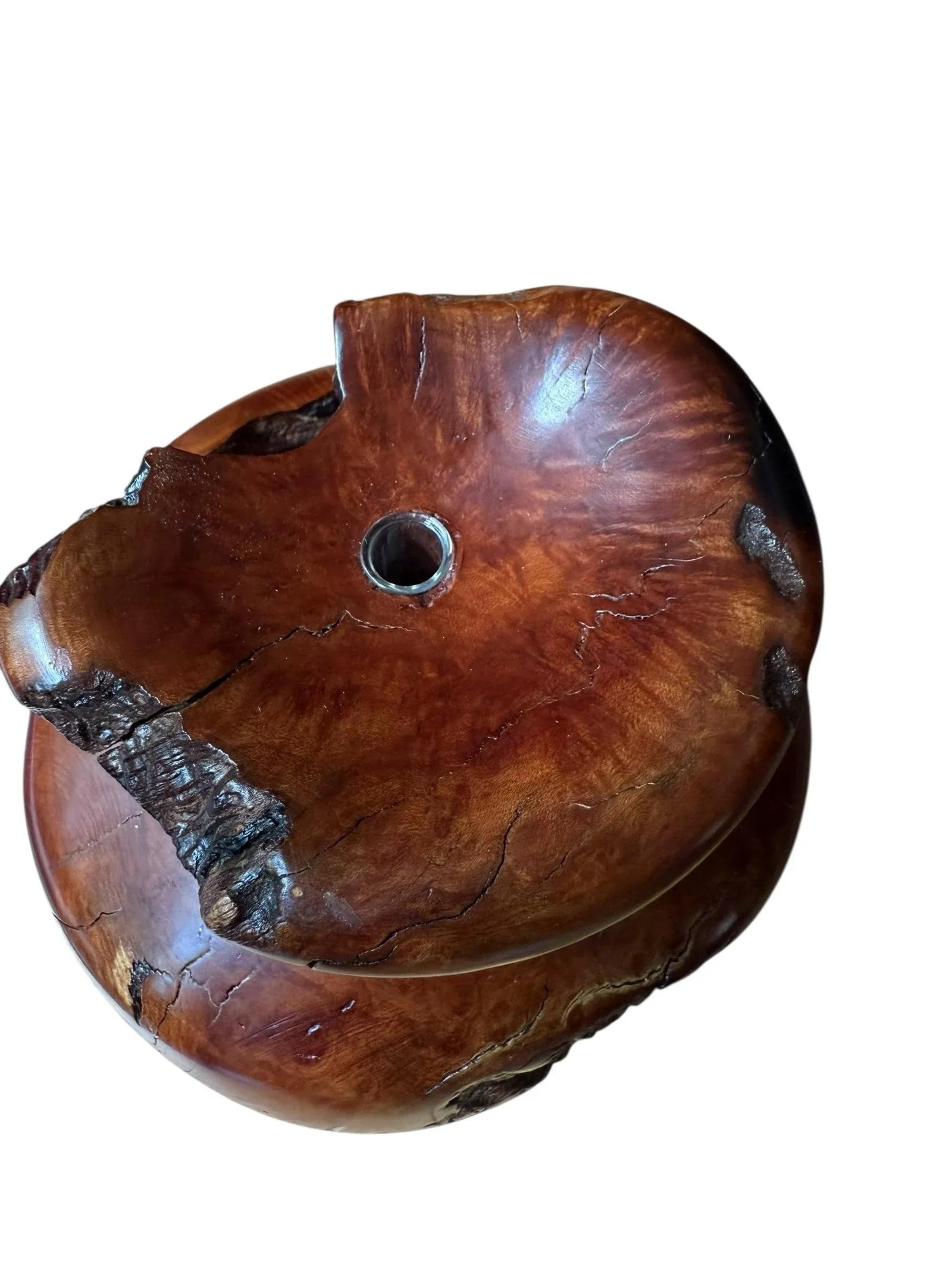 Vintage Burlwood Brutalist Hand Turned Sculpture Art Vase - 5