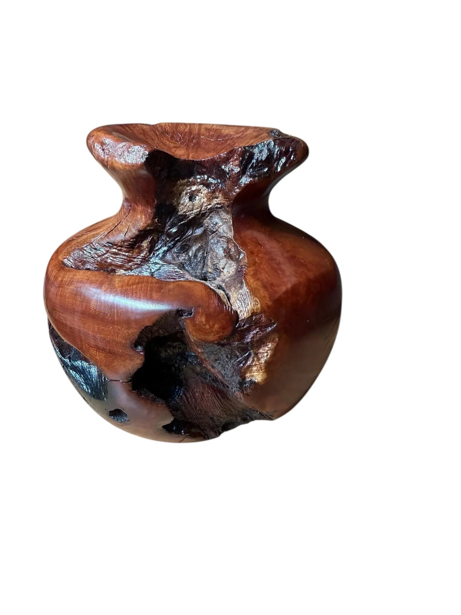 Vintage Burlwood Brutalist Hand Turned Sculpture Art Vase - 6