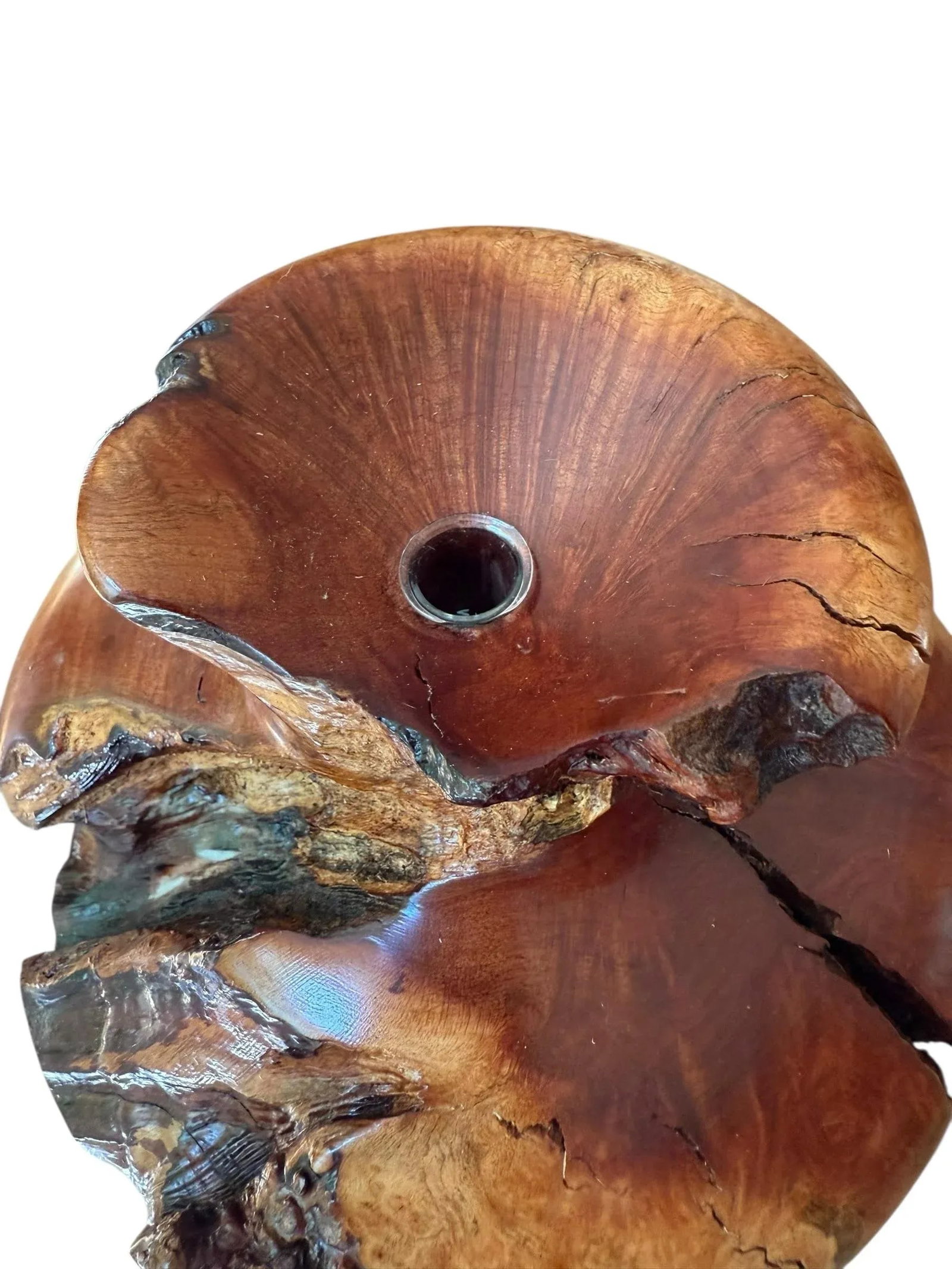 Burlwood Hand Turned Vase Brutalist Decor - 3