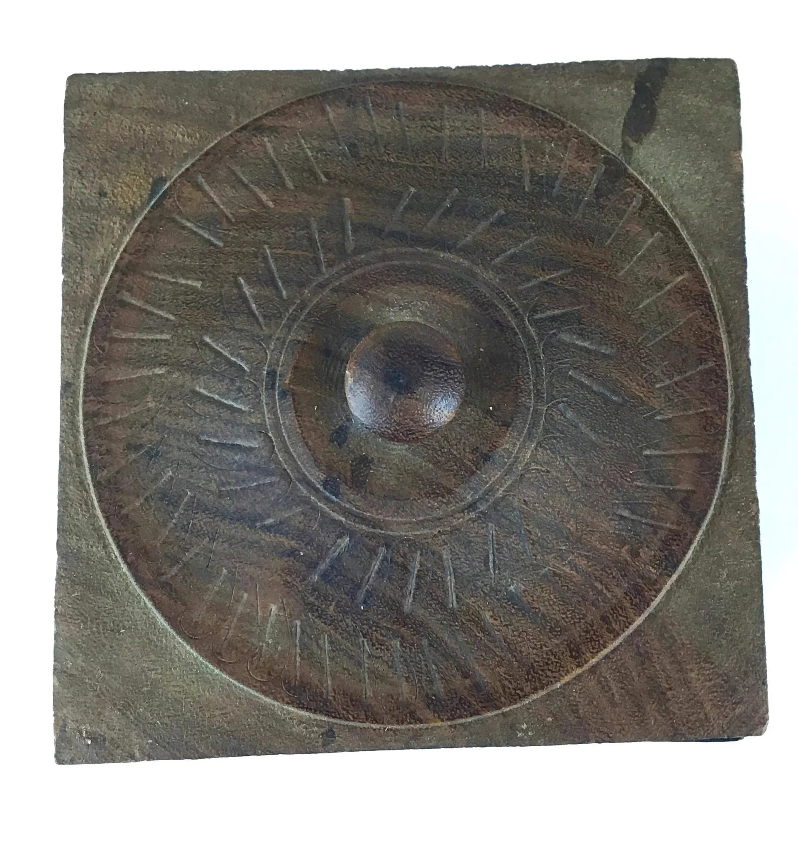 1920s Solid Heavy Wood Carved Covered Box - 4