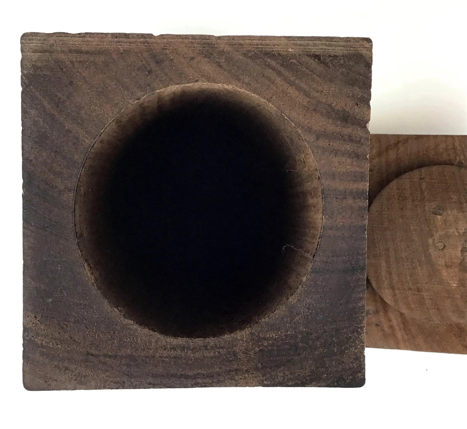 1920s Solid Heavy Wood Carved Covered Box - 5