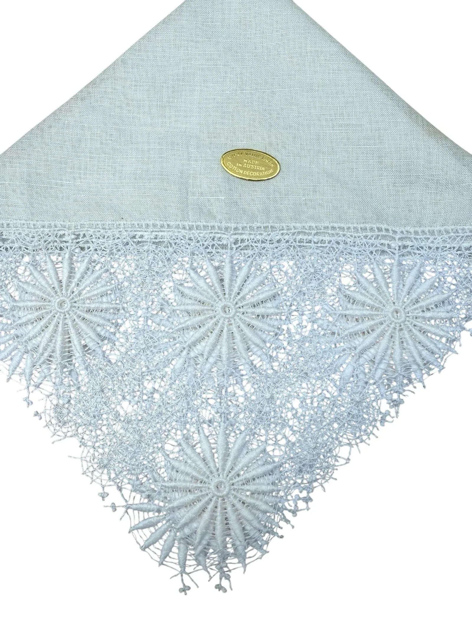 Vintage Austrian Lace and Linen Handkerchief-a Pair - 3