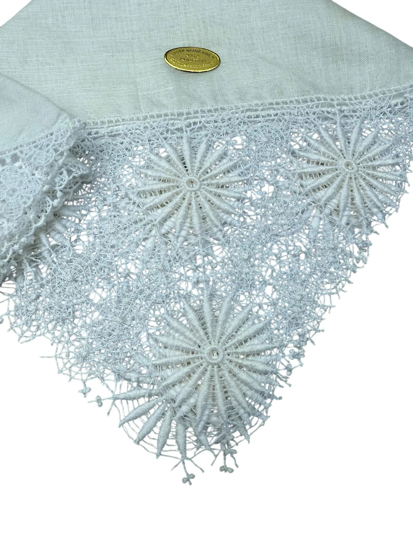 Vintage Austrian Lace and Linen Handkerchief-a Pair - 4
