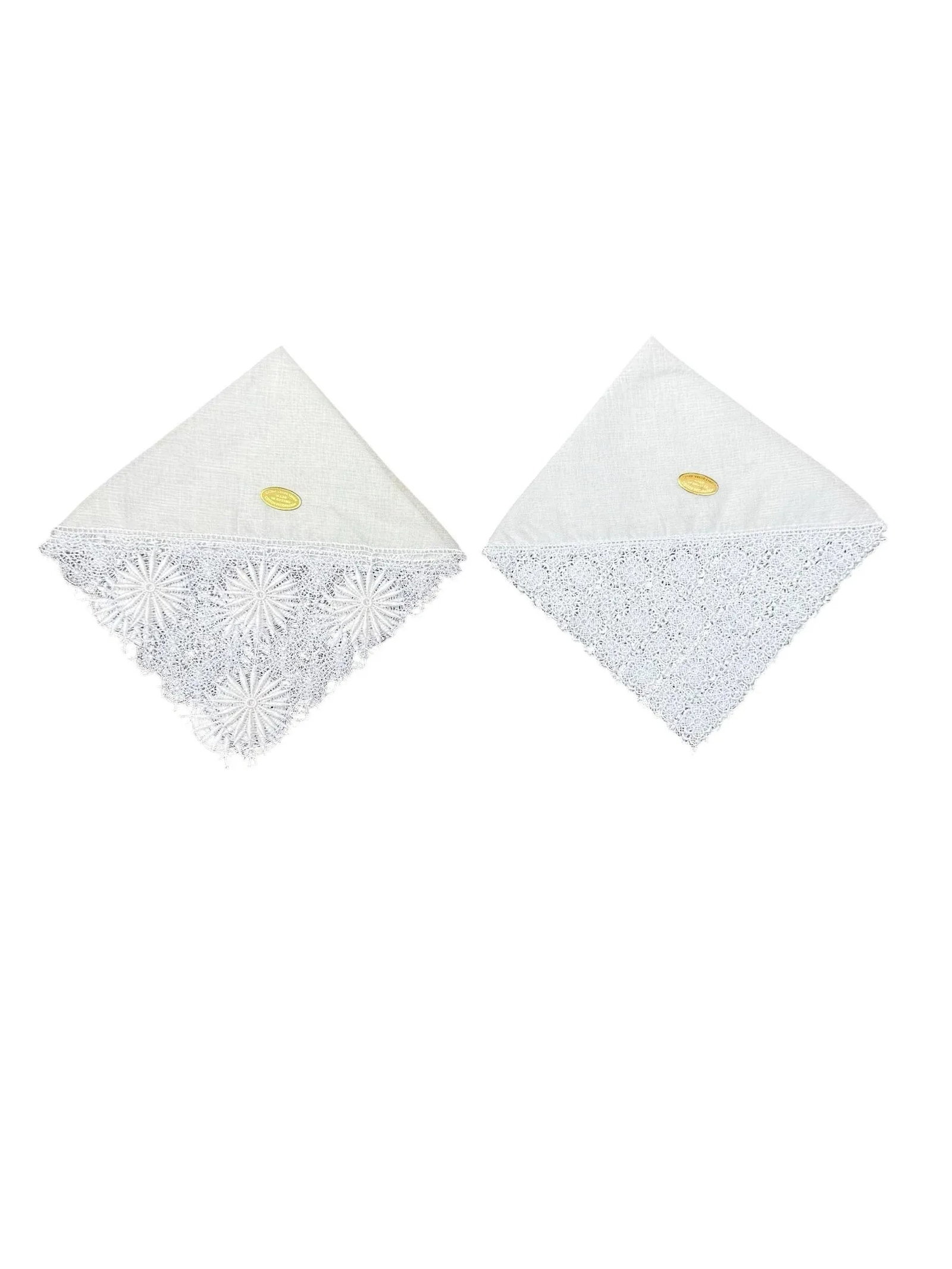 Vintage Austrian Lace and Linen Handkerchief-a Pair - 9