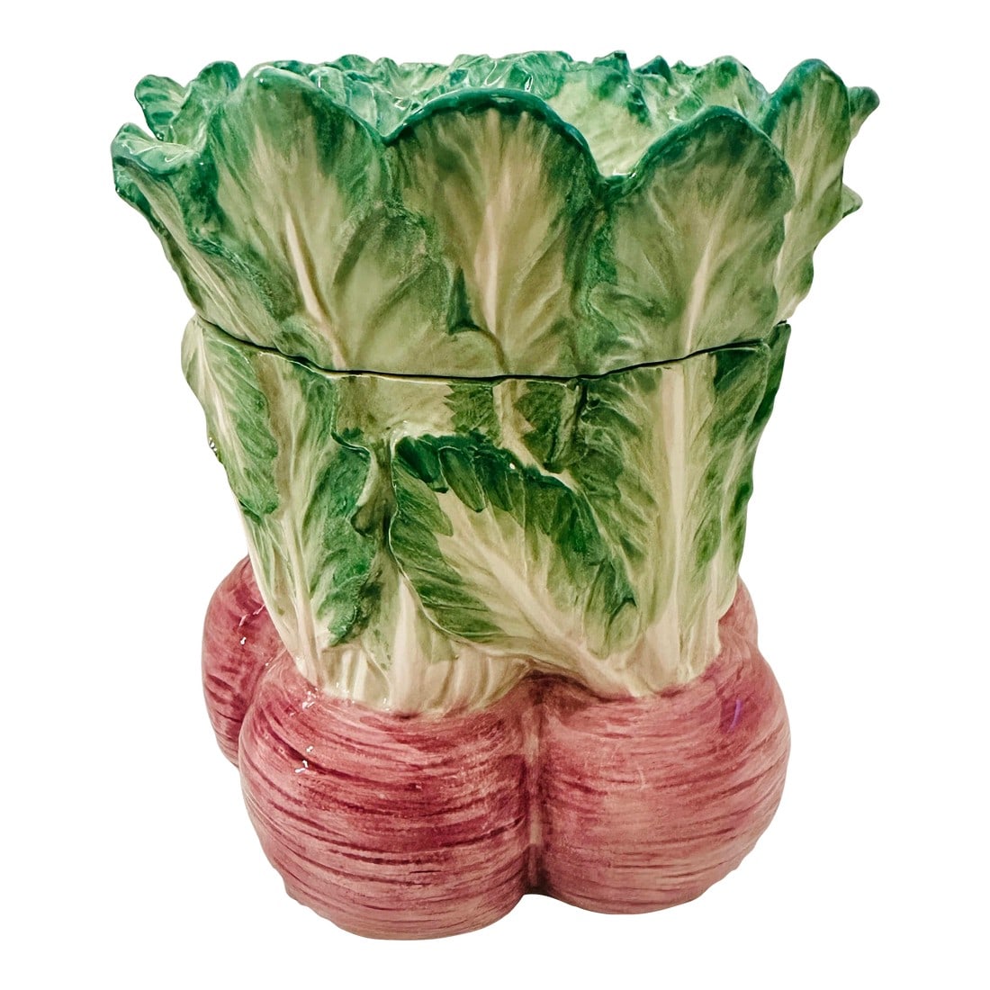 Fitz & Floyd Vegetable Garden Radish Canister: Fitz & Floyd Vegetable Garden Radish Canister. Perfect to mix and match with other vegetable decor. Great also for a garden party. 7.5in h x 5.5in w 5.75in h w/o lid Make sure to follow me, I have fla
