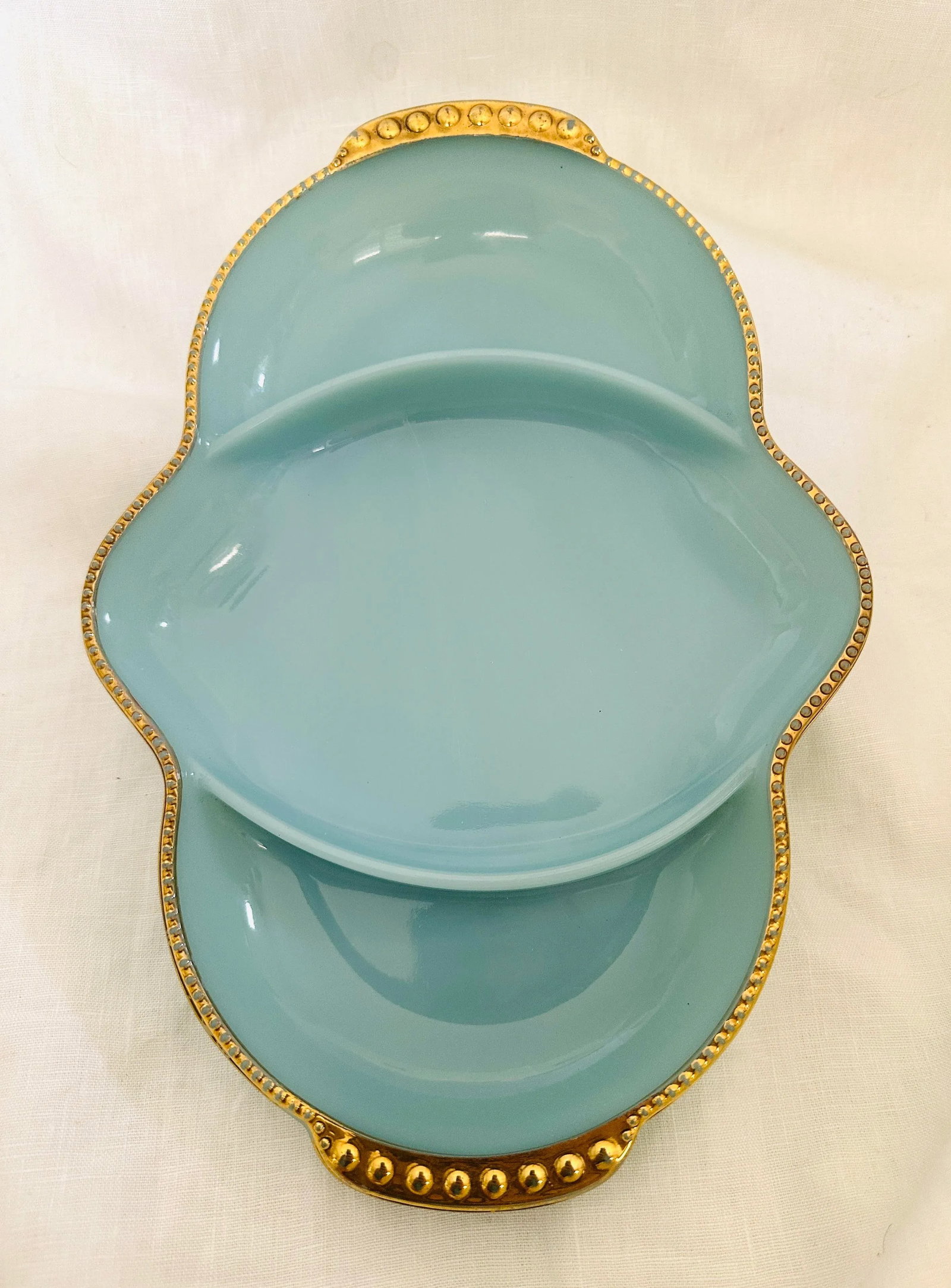 Fire King Delphite Blue Divided Relish Dish - 2