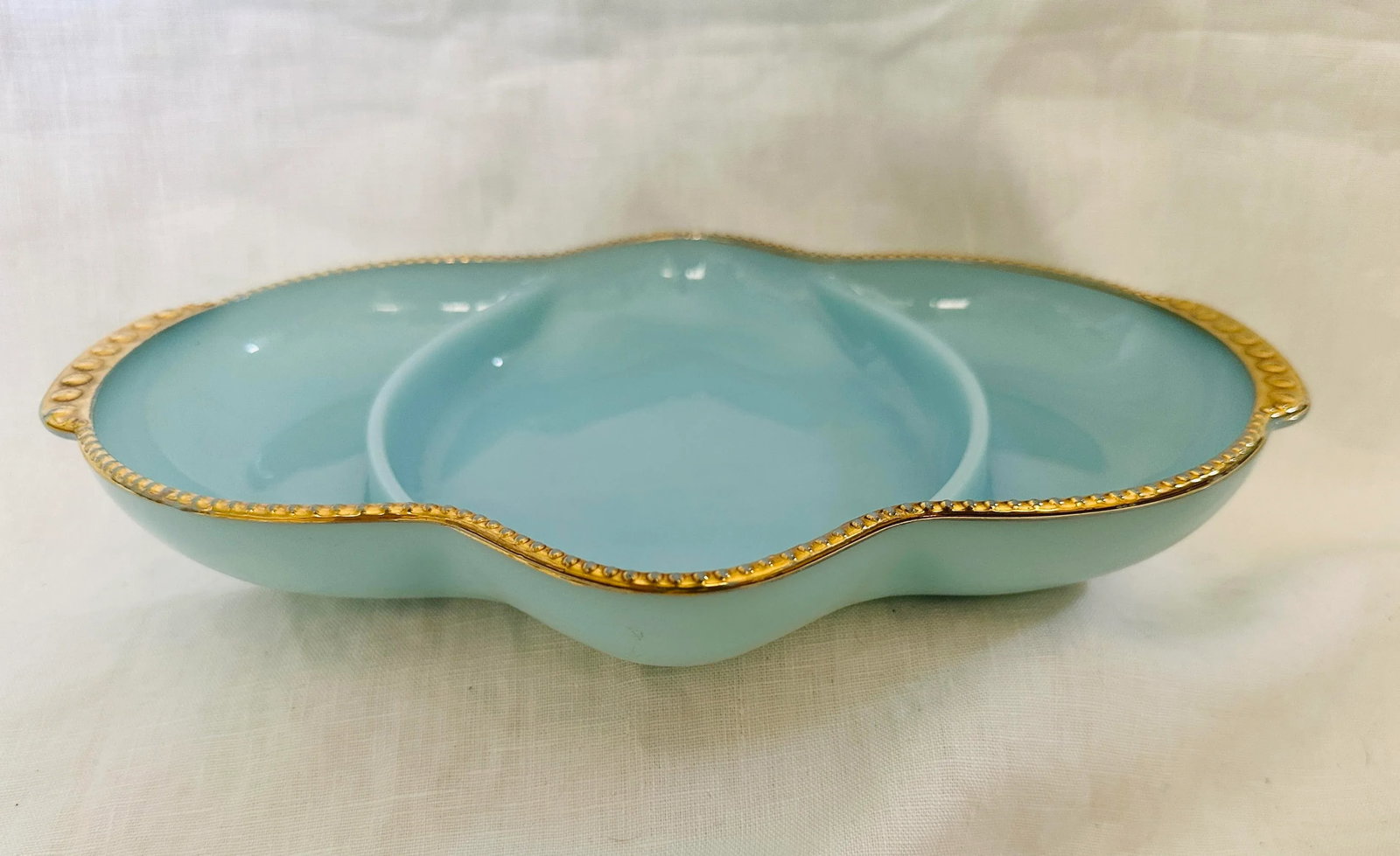 Fire King Delphite Blue Divided Relish Dish - 4