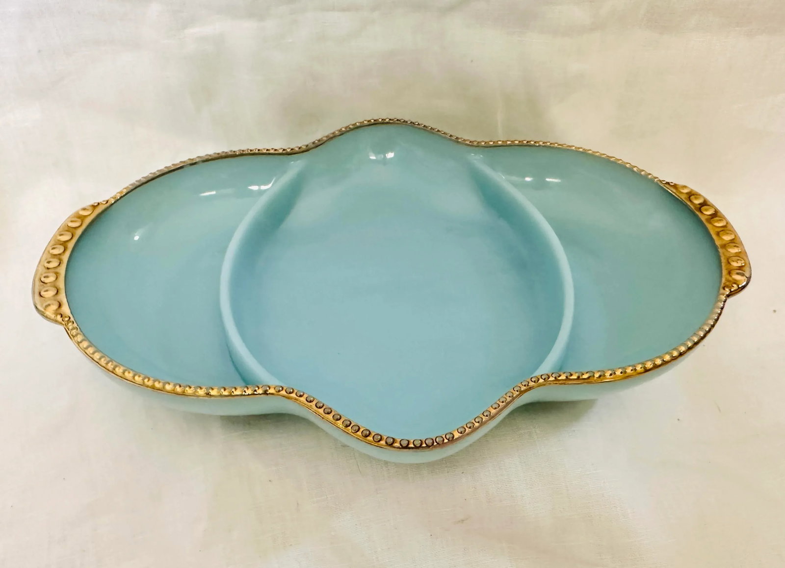 Fire King Delphite Blue Divided Relish Dish - 5
