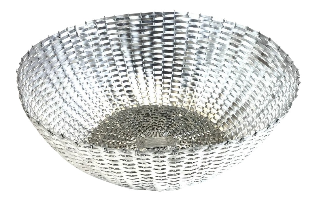 Huge Aluminum Woven Basket Fruit Bowl (1 of 10)
