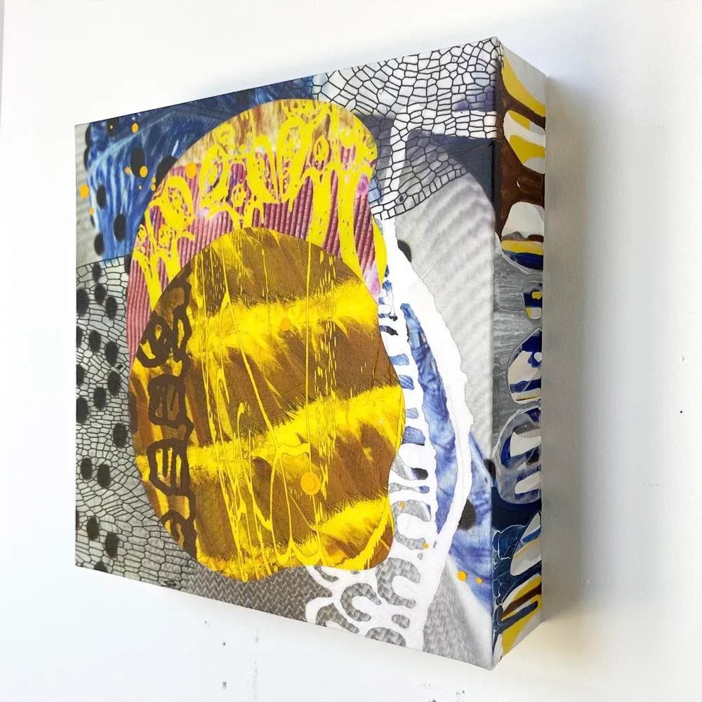 Yellow Adrift by Michael DesRosiers Abstract Mixed Media on a MDF Panel (2025) - 2