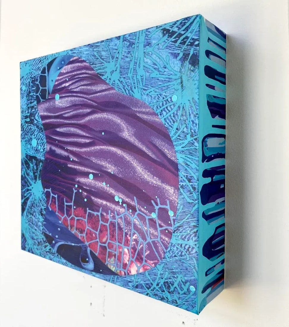 Amethyst Waves by Michael DesRosiers Abstract Mixed Media on a MDF Panel (2025) - 2