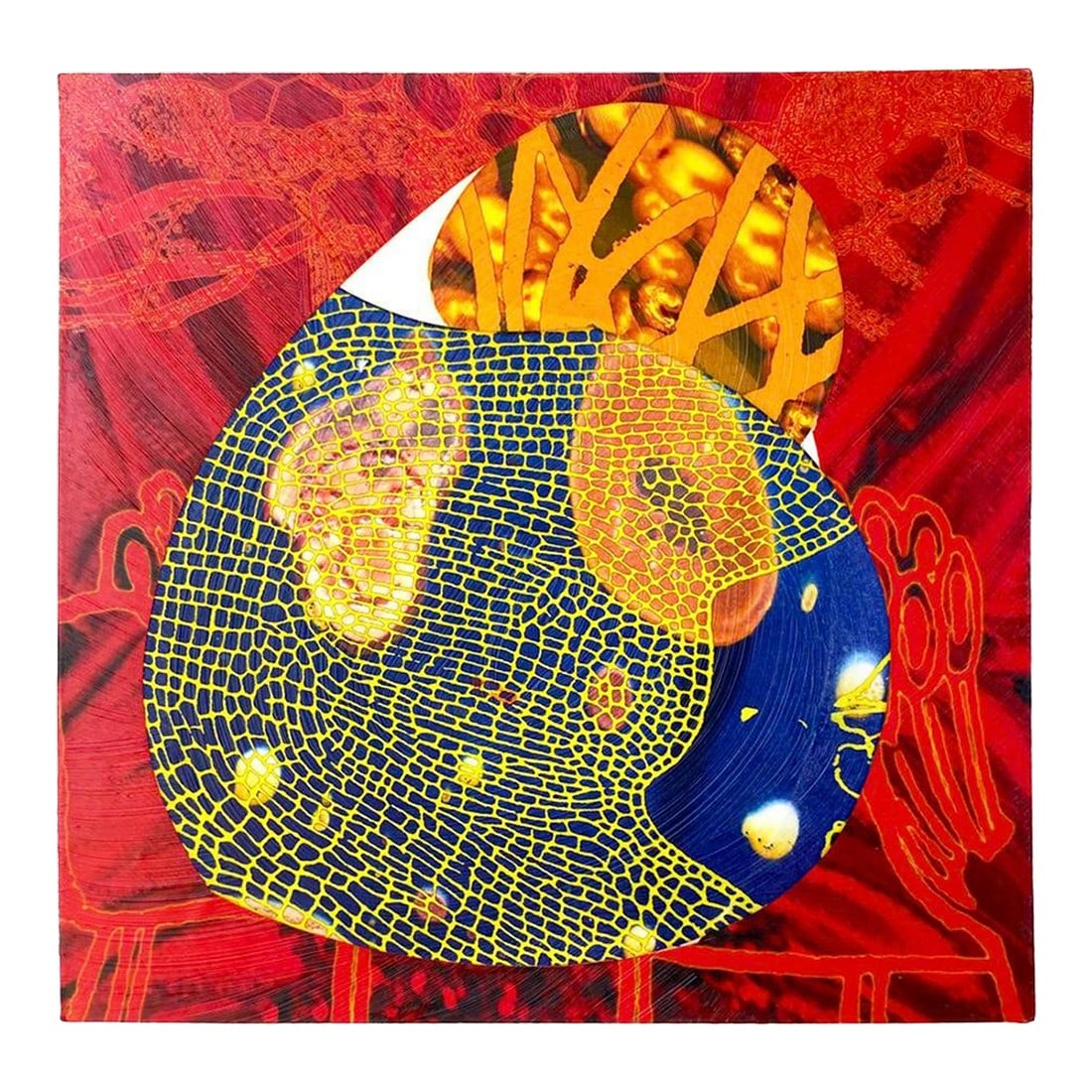 Bundled Blue by Michael DesRosiers Abstract Mixed Media on a MDF Panel (2025): Artist Michael DesRosiers creates paintings, mixed-media works, and welded aluminum sculptures. Noted for his ability with color, DesRosiers' non-objective art is as in tune with nature as it is with