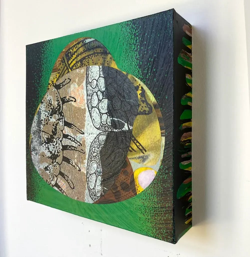 Aggregate Set in Green by Michael DesRosiers Abstract Mixed Media on a MDF Panel (2025) - 2