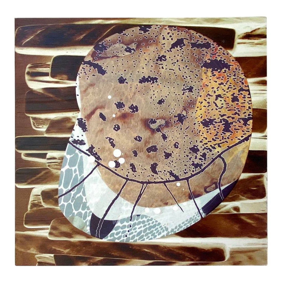 Stratified Brown by Michael DesRosiers Abstract Mixed Media on a MDF Panel (2025): Artist Michael DesRosiers creates paintings, mixed-media works, and welded aluminum sculptures. Noted for his ability with color, DesRosiers' non-objective art is as in tune with nature as it is with