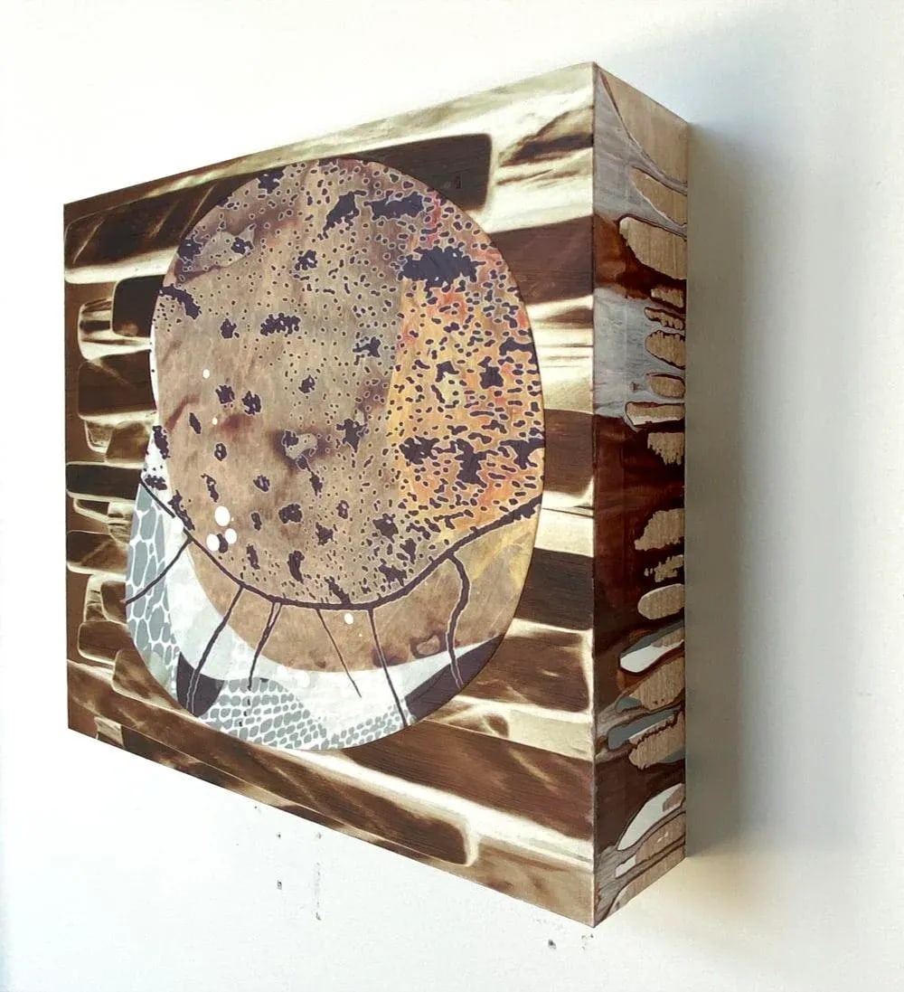 Stratified Brown by Michael DesRosiers Abstract Mixed Media on a MDF Panel (2025) - 2