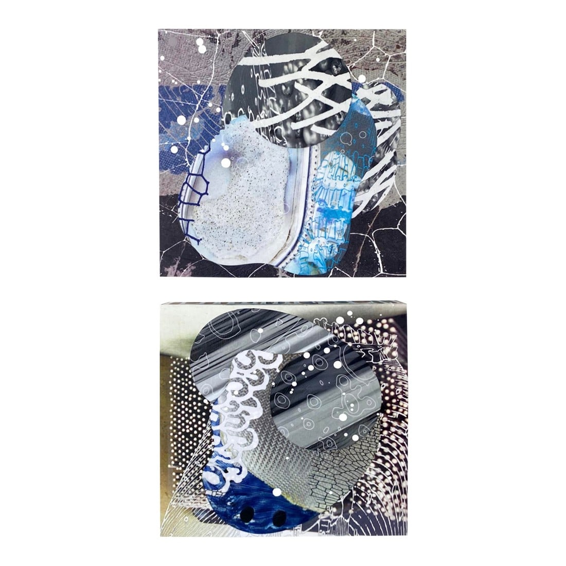 Interlaced White by Michael DesRosiers Abstract Mixed Media on a MDF Panel (2025)-Set of 2: Artist Michael DesRosiers creates paintings, mixed-media works, and welded aluminum sculptures. Noted for his ability with color, DesRosiers' non-objective art is as in tune with nature as it is with