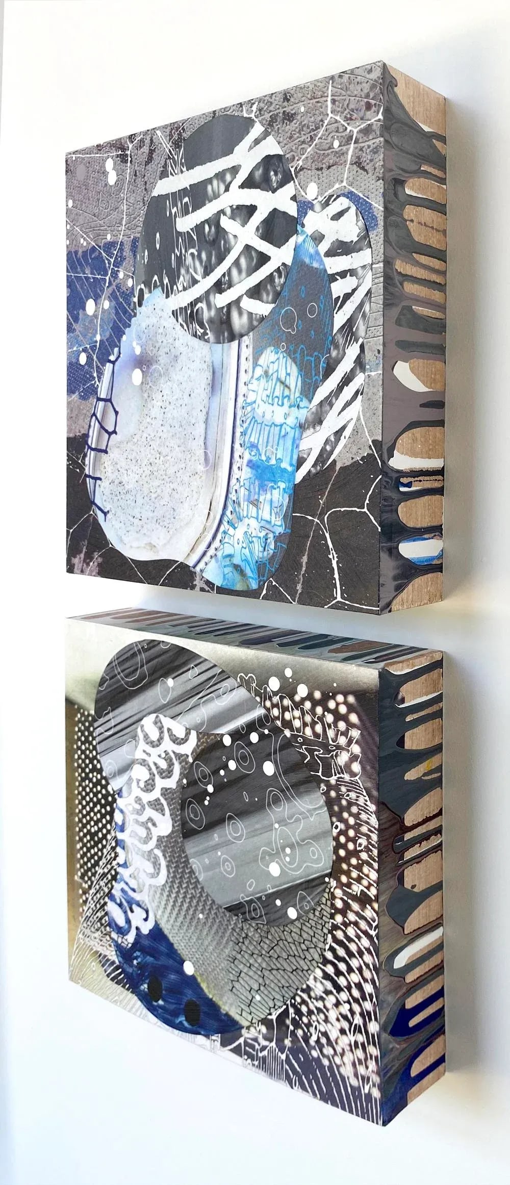 Interlaced White by Michael DesRosiers Abstract Mixed Media on a MDF Panel (2025)-Set of 2 - 2