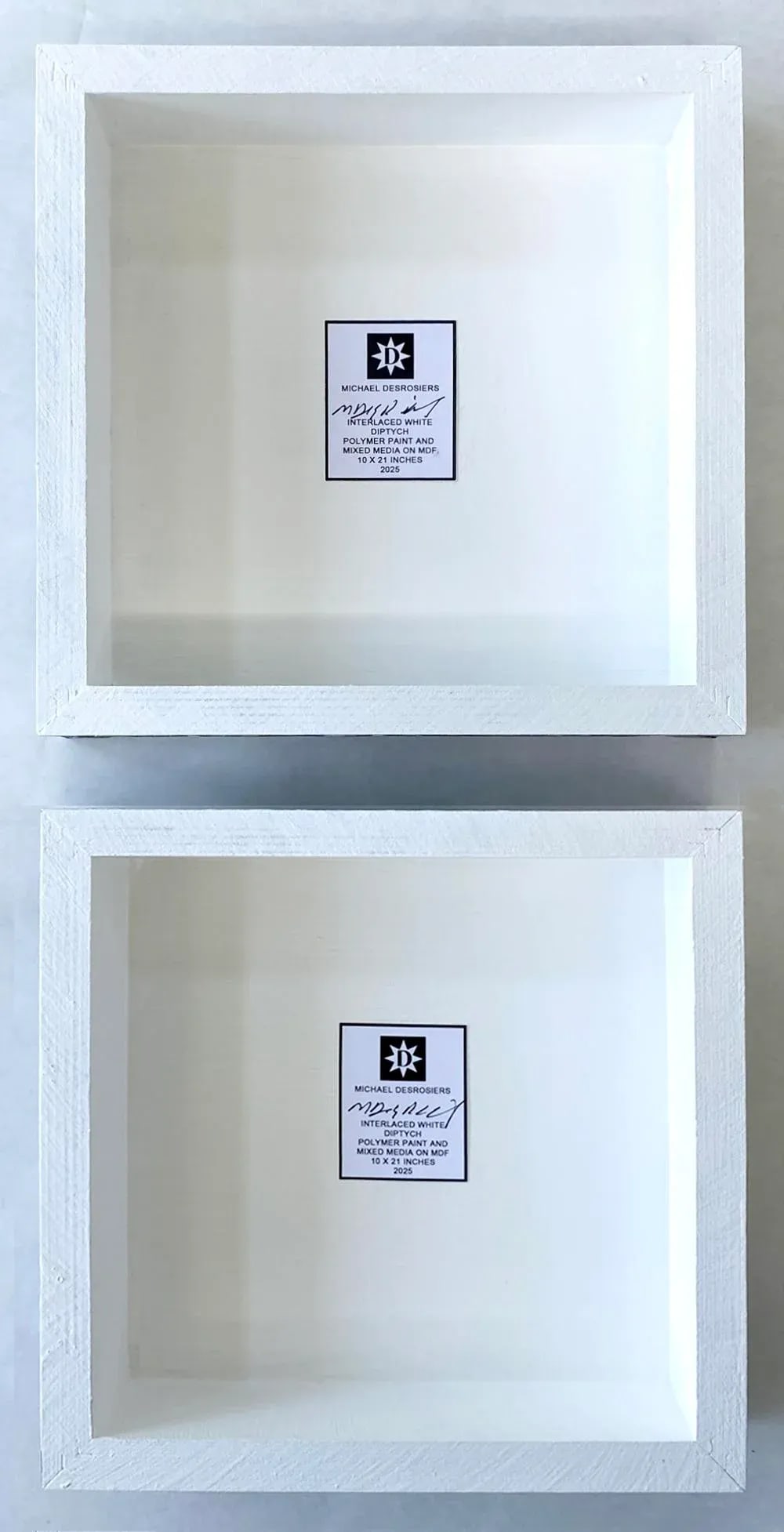 Interlaced White by Michael DesRosiers Abstract Mixed Media on a MDF Panel (2025)-Set of 2 - 3