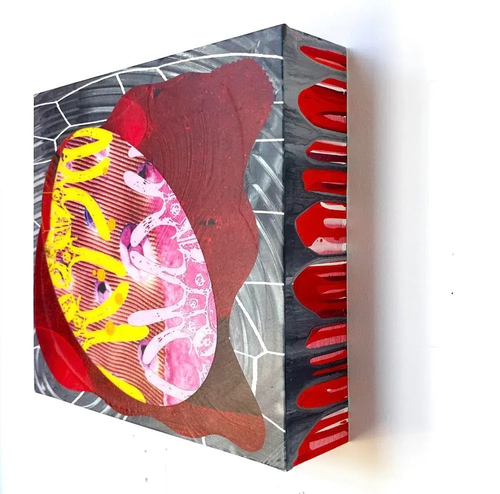 Shield Red by Michael DesRosiers Abstract Mixed Media on a MDF Panel (2025) - 2