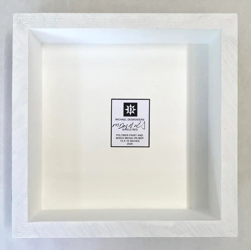 Shield Red by Michael DesRosiers Abstract Mixed Media on a MDF Panel (2025) - 3