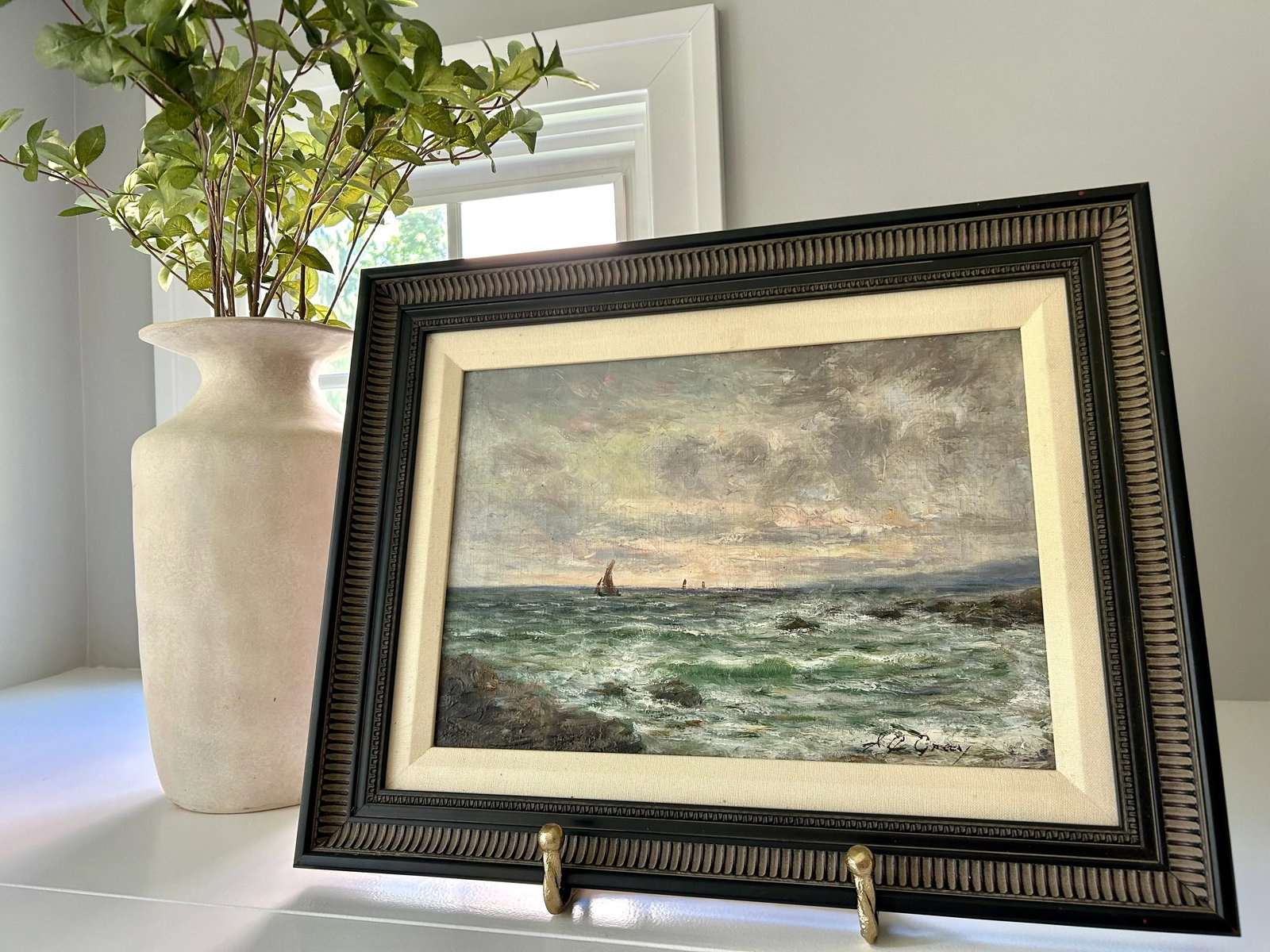 Early 20th Century British Maritime Artwork by a.j. Gray, Signed O, Seascape Oil Painting - 12