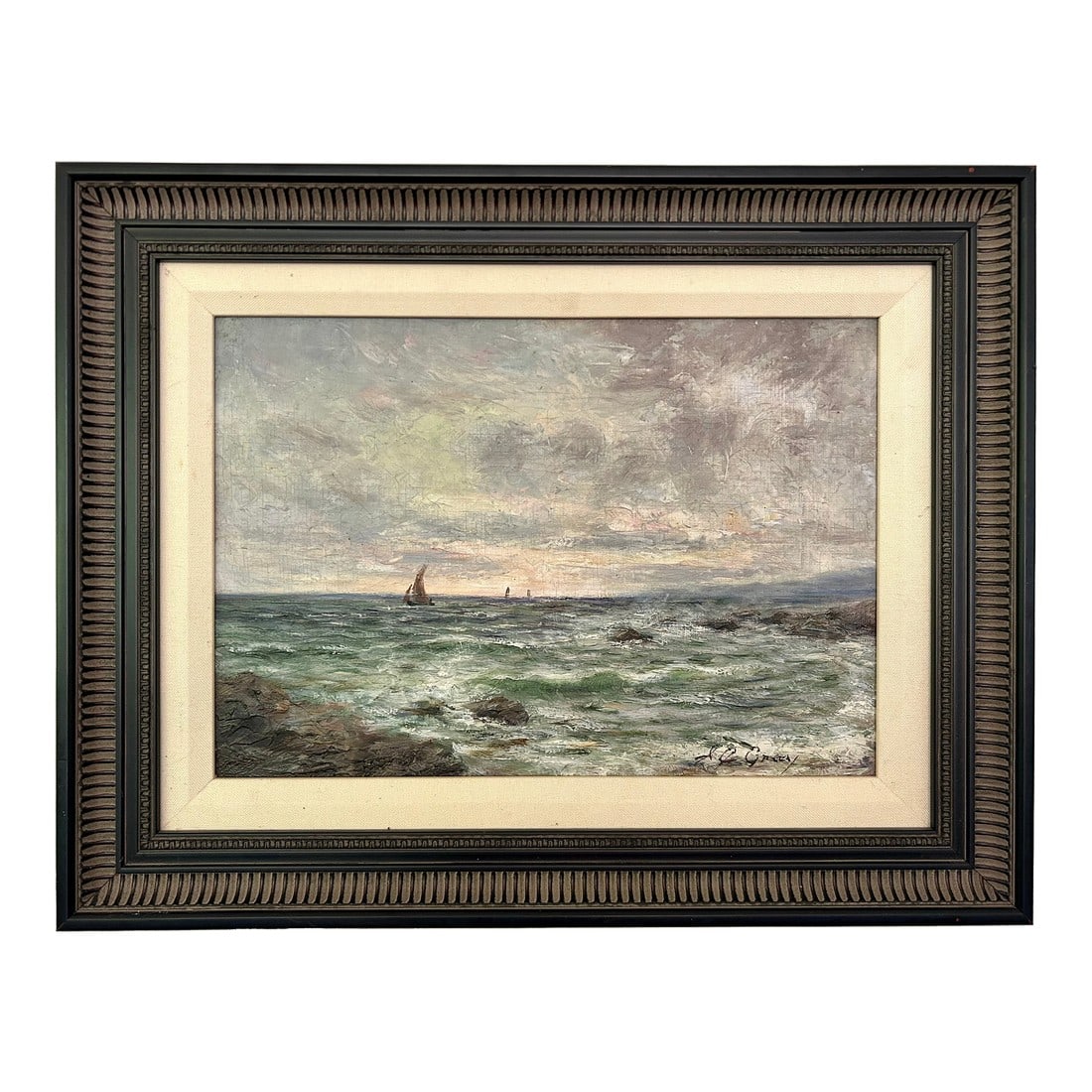 Early 20th Century British Maritime Artwork by a.j. Gray, Signed O, Seascape Oil Painting (1 of 12)