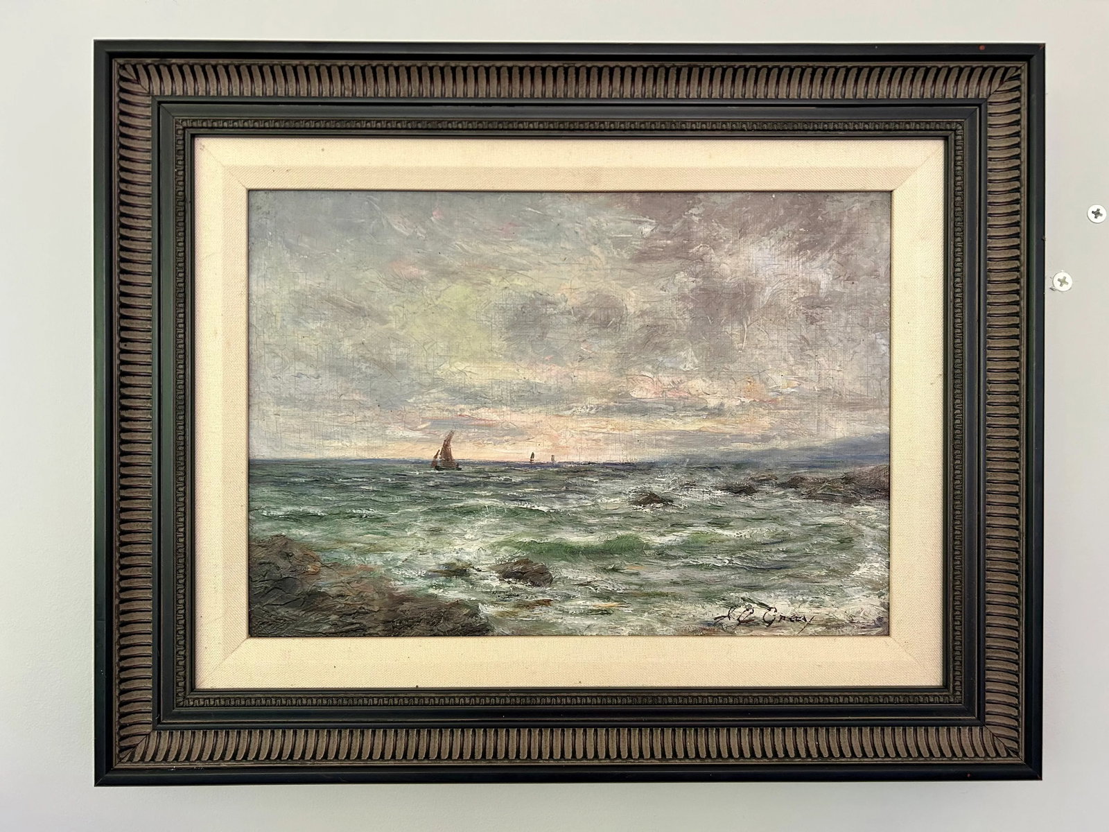 Early 20th Century British Maritime Artwork by a.j. Gray, Signed O, Seascape Oil Painting - 2